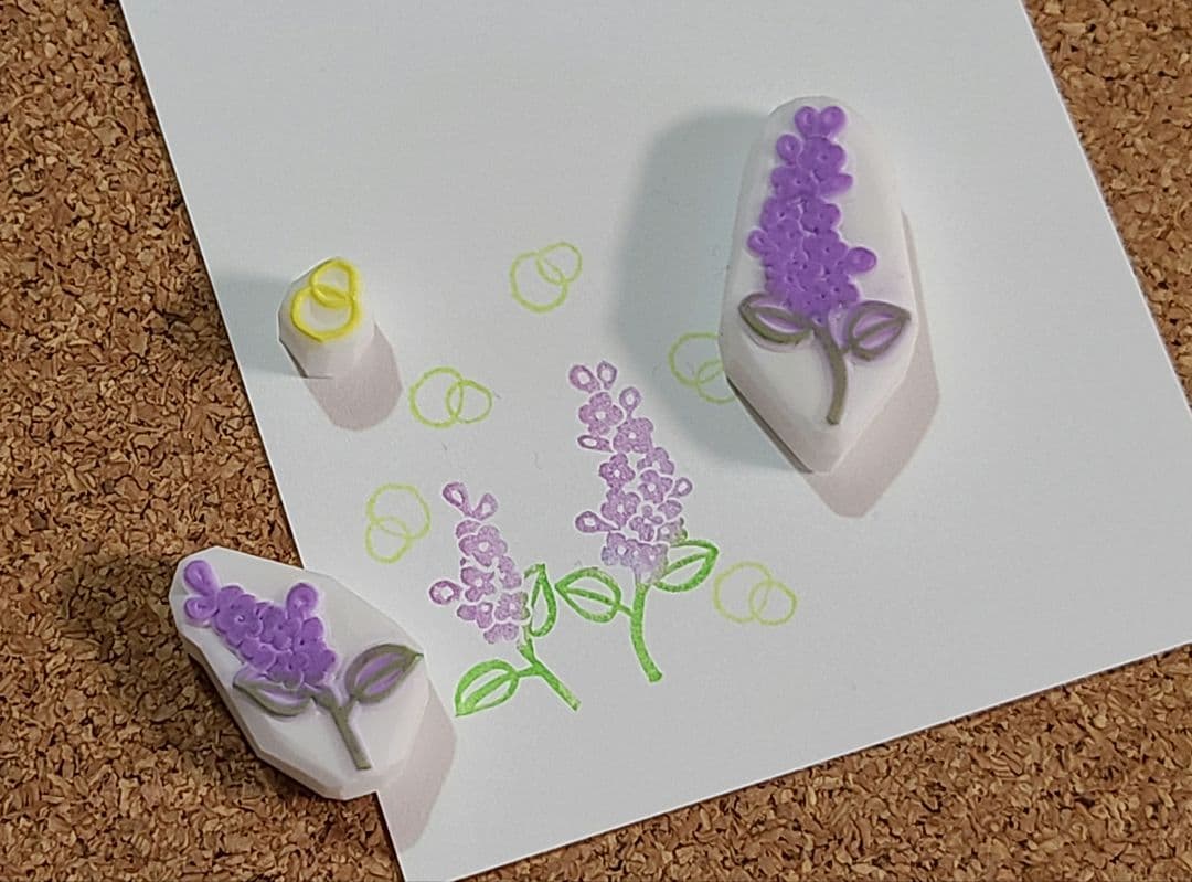 消しゴムはんこ　ライラック