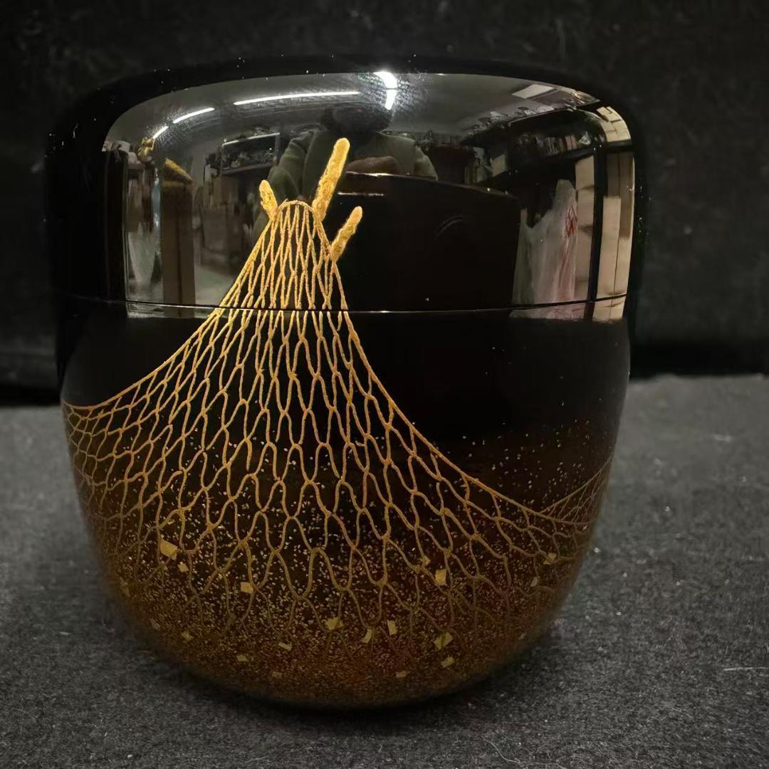 棗　茶道具　渡辺松悦 千網蒔絵　極上金蒔絵 大棗 桐共箱　二重箱