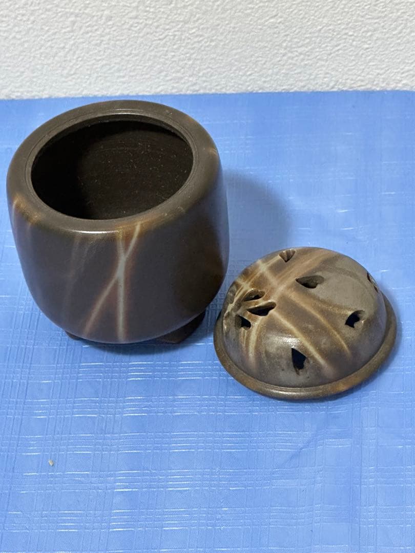 備前焼陶古作 陶器 香炉 蓋付き