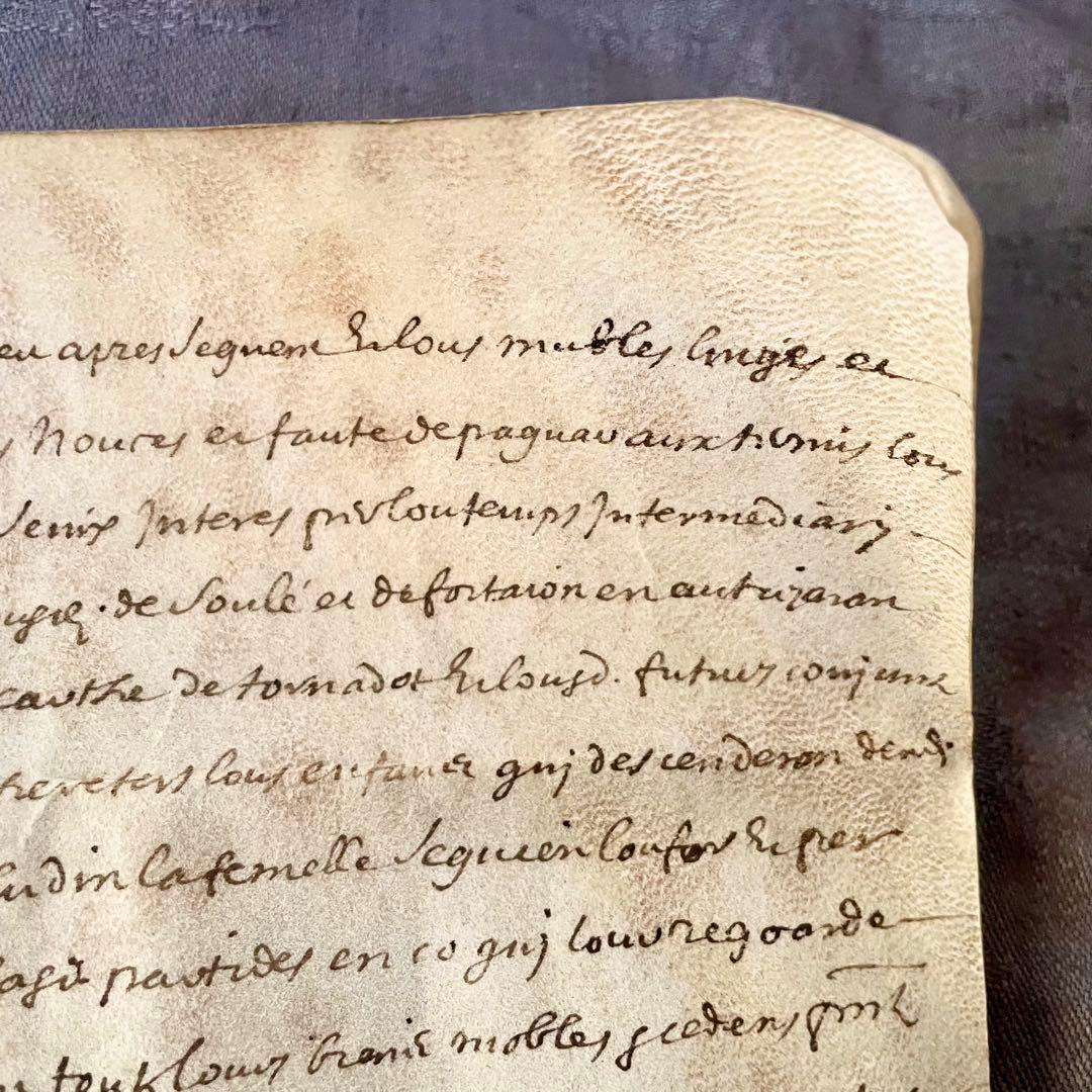 羊皮紙のマニュスクリ②18世紀カリグラフィー　紙もの　古書　フランスアンティーク