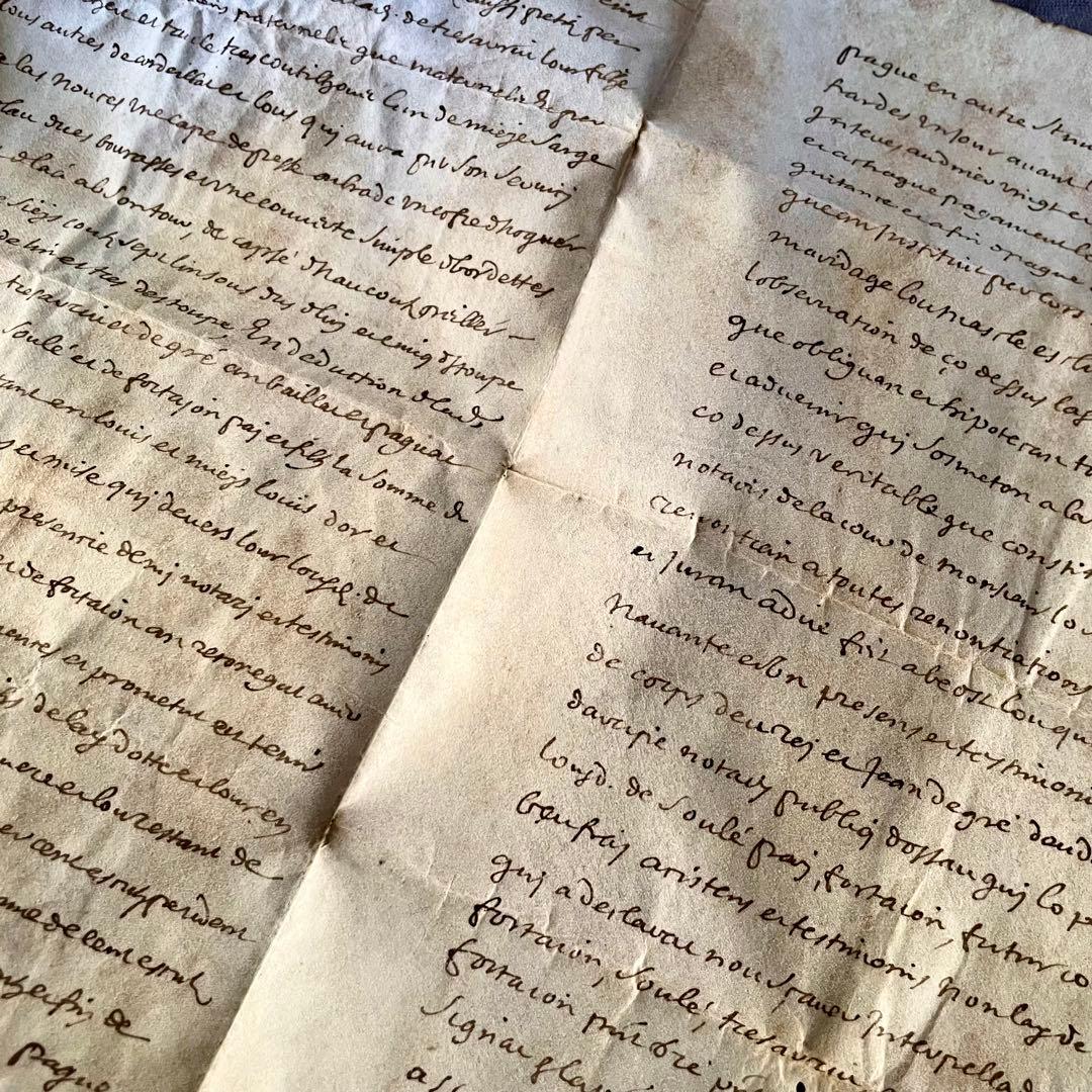 羊皮紙のマニュスクリ②18世紀カリグラフィー　紙もの　古書　フランスアンティーク
