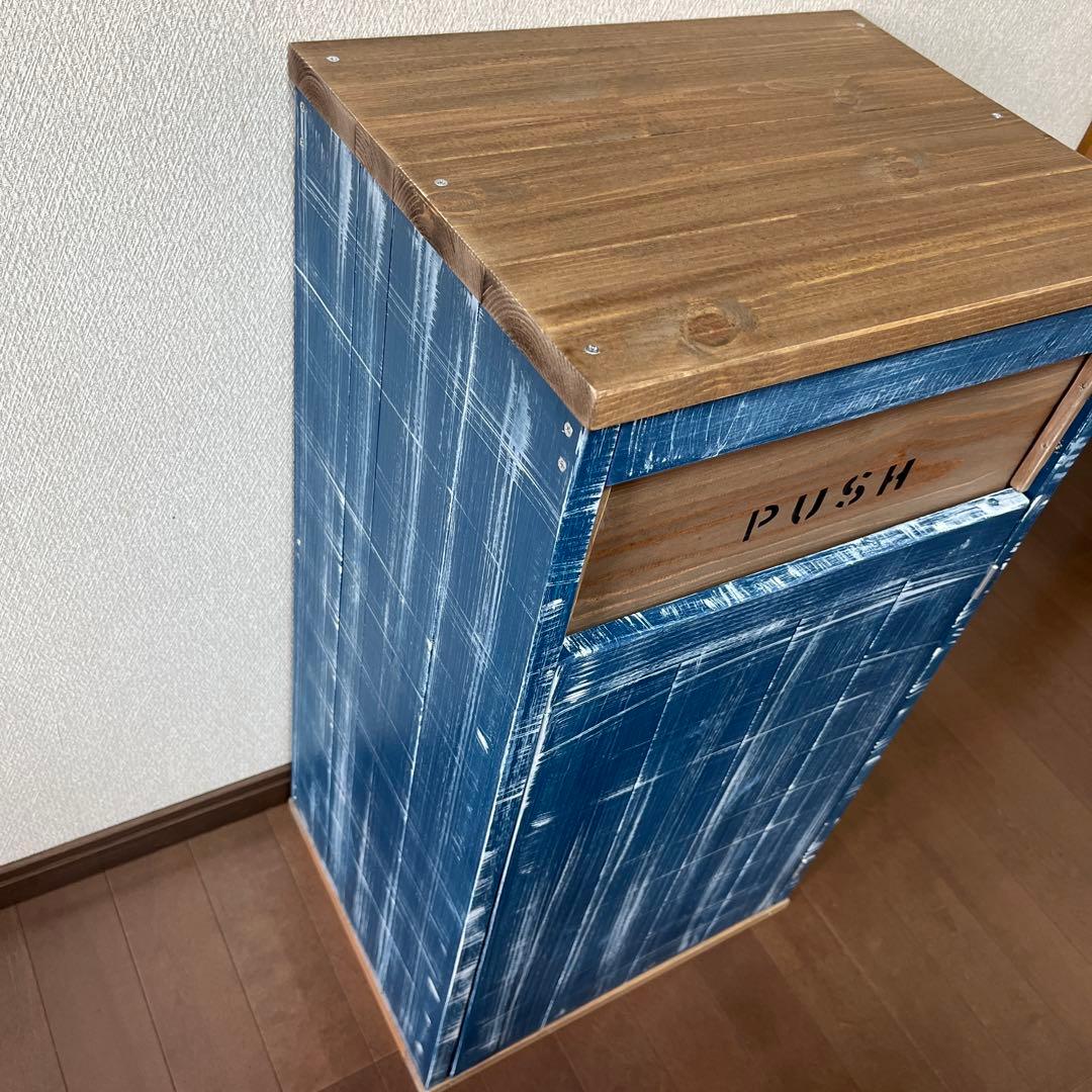 ダストボックス　45L アメリカン　お洒落ゴミ箱 デニム塗装