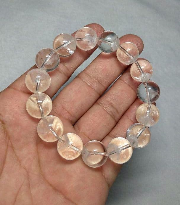 【美品,希少】天然ホワイトファントム １４㎜　ブレスレット　高品質　珍品