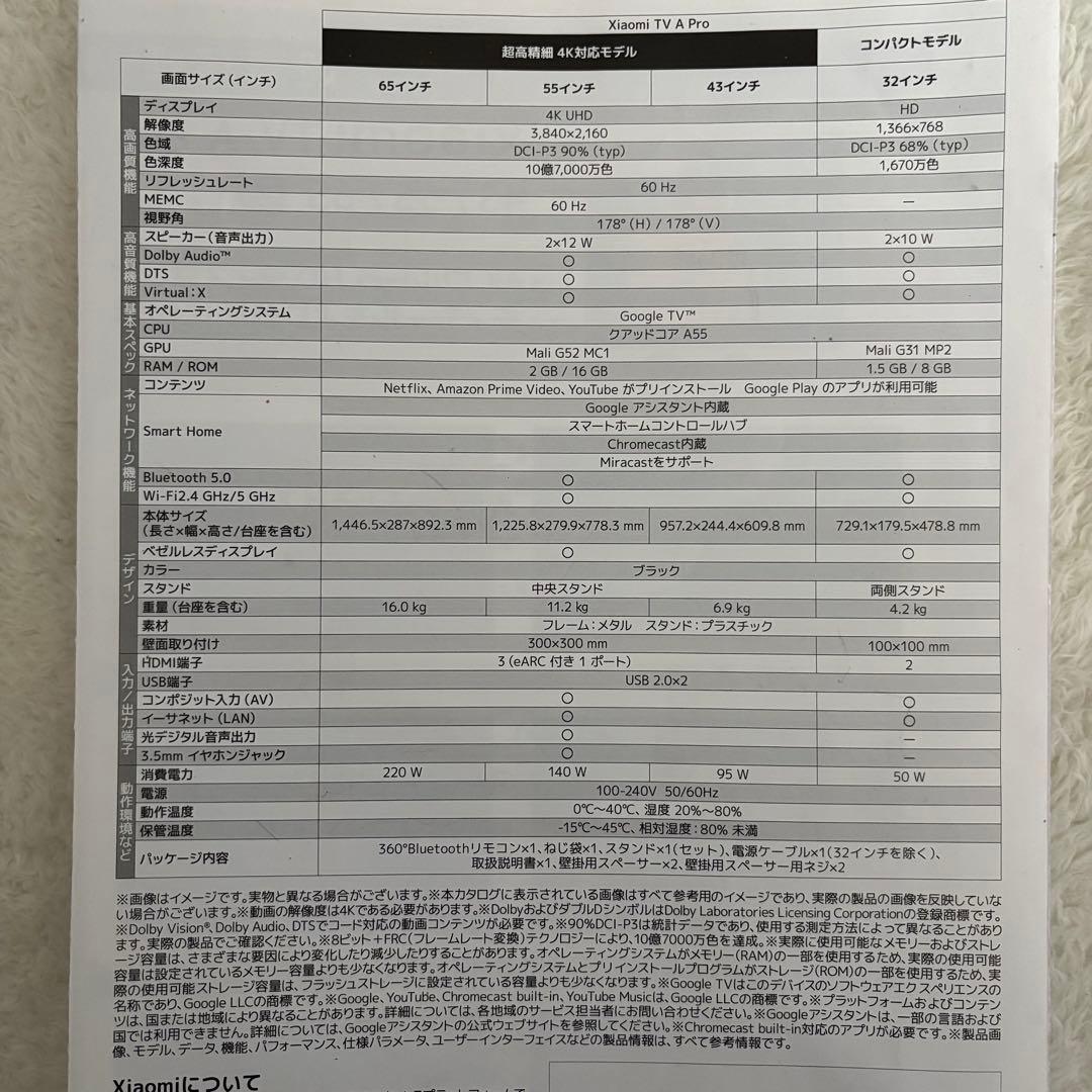 Xiaomi TV A Pro 32インチ　シャオミ チューナレス液晶テレビ