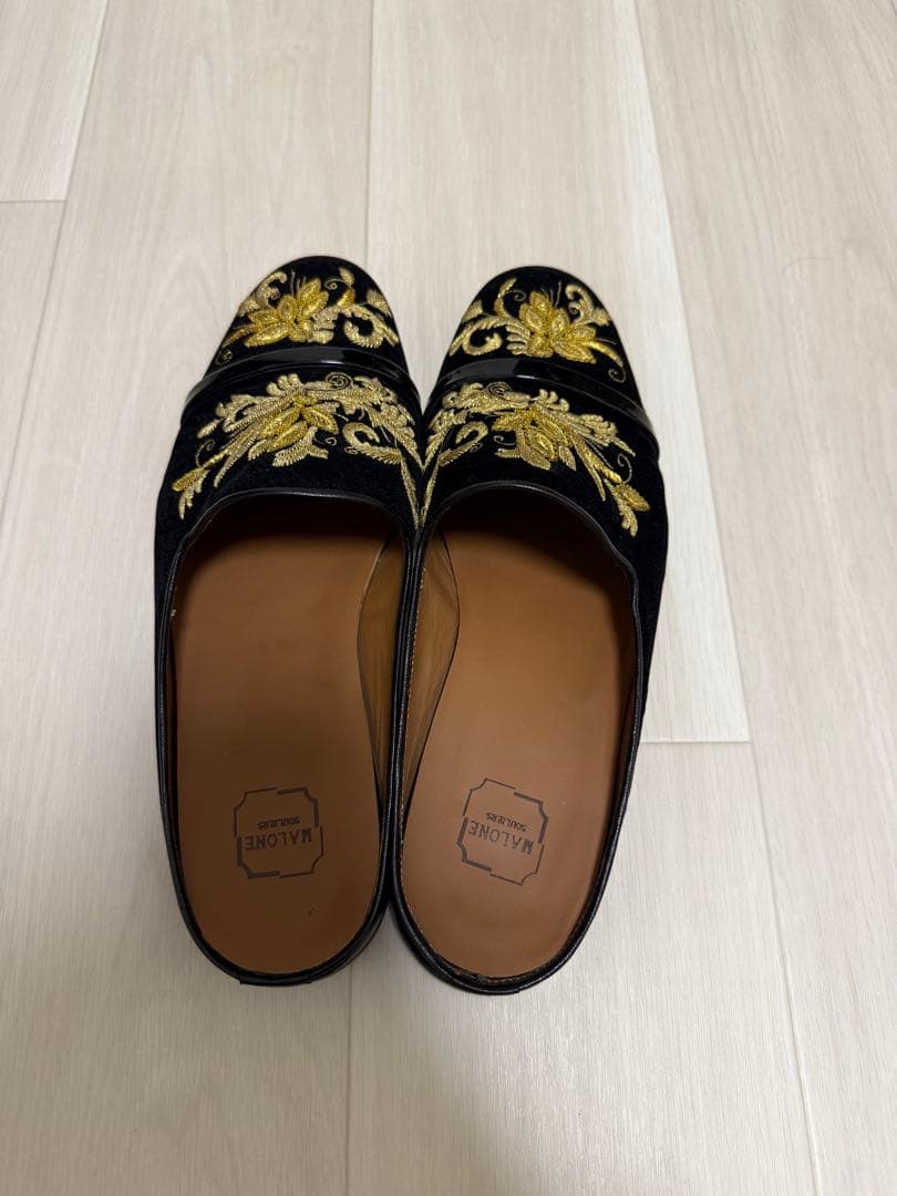 Malone Souliers 黒刺繍シューズ 43