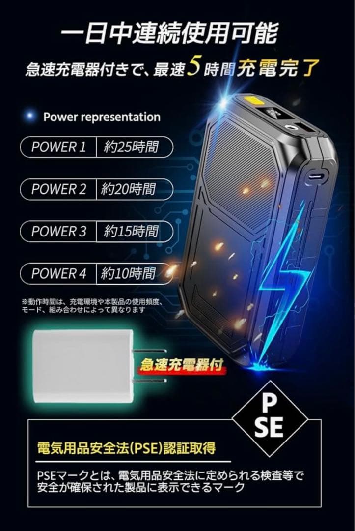 【新品未使用】ファン付きベスト ファンバッテリーセット 30000mAh大容量