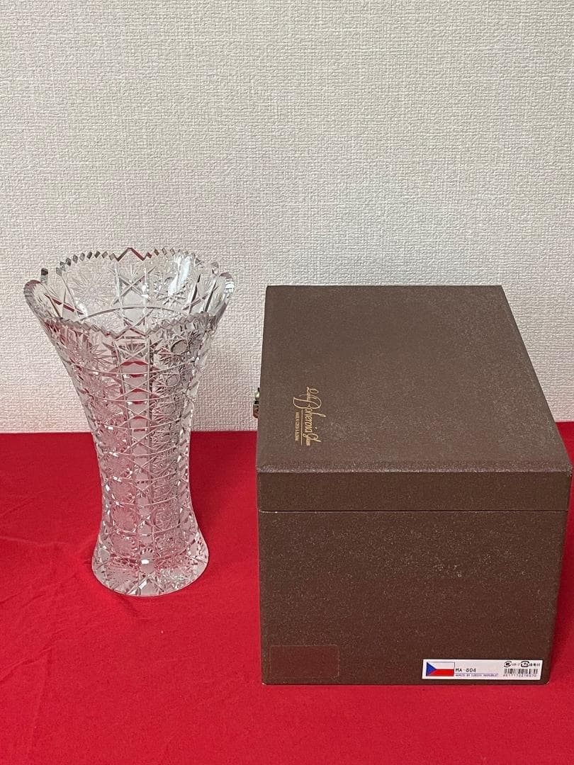 【新品】※ラスカ※ ボヘミア クリスタル 花瓶 箱付