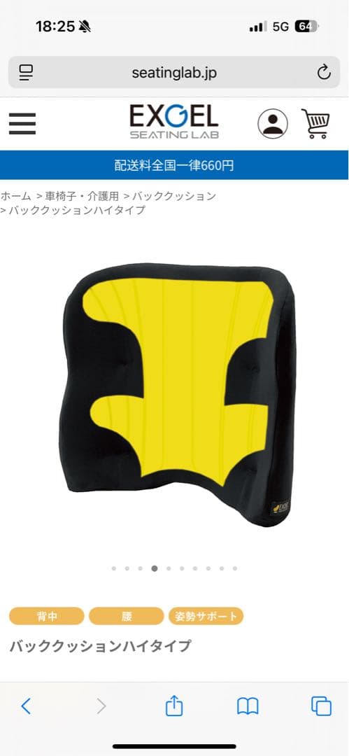 B &M　EXGEL(エクスジェル) 車椅子・介護用　バッククッション