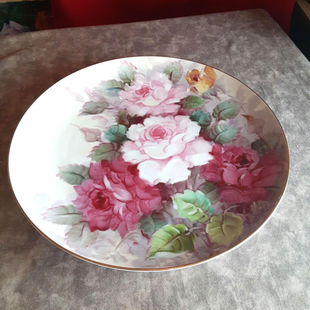 絵皿　バラ　薔薇　大