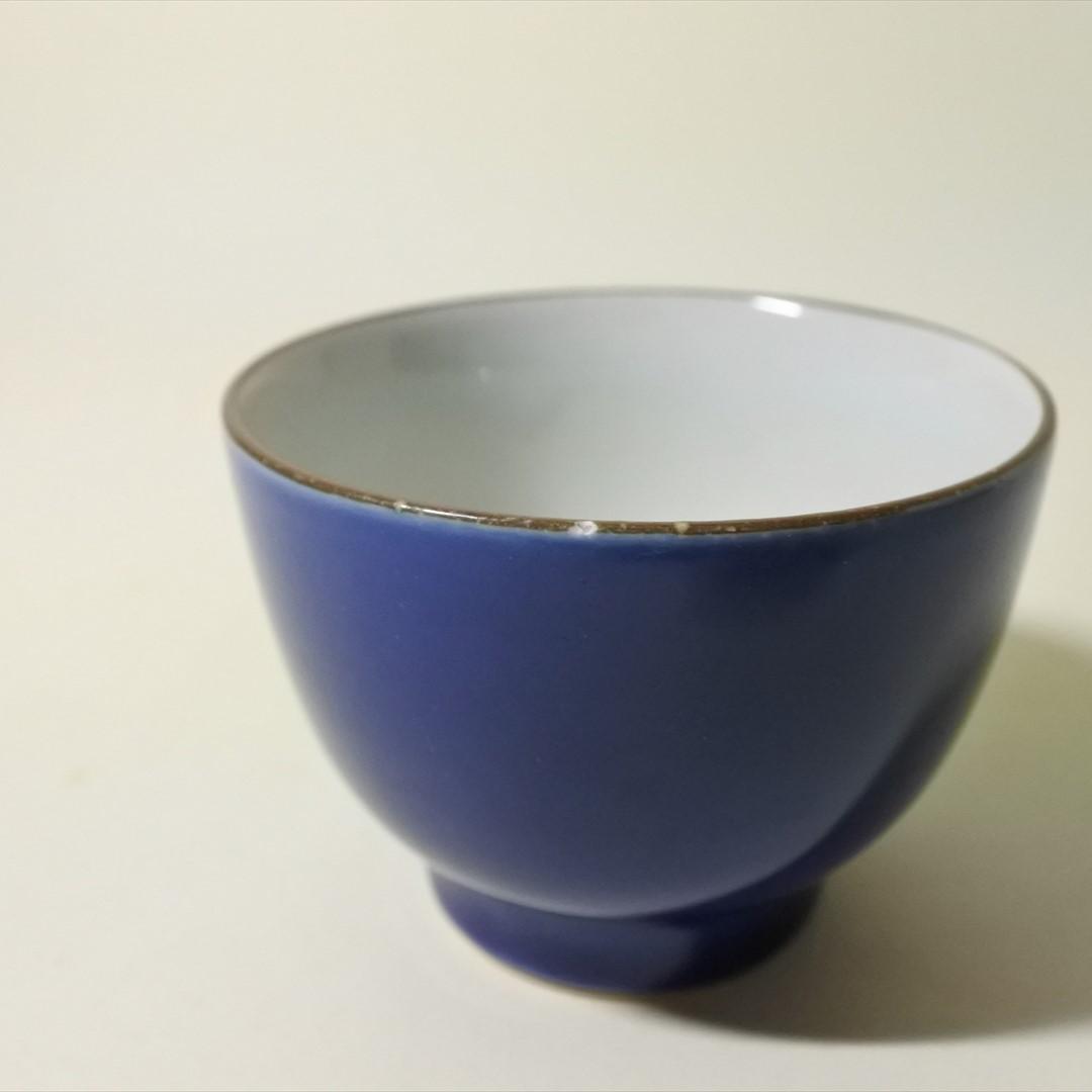 江戸末期～明治時代　瀬戸　瑠璃　猪口　5客組　骨董品　アンティーク