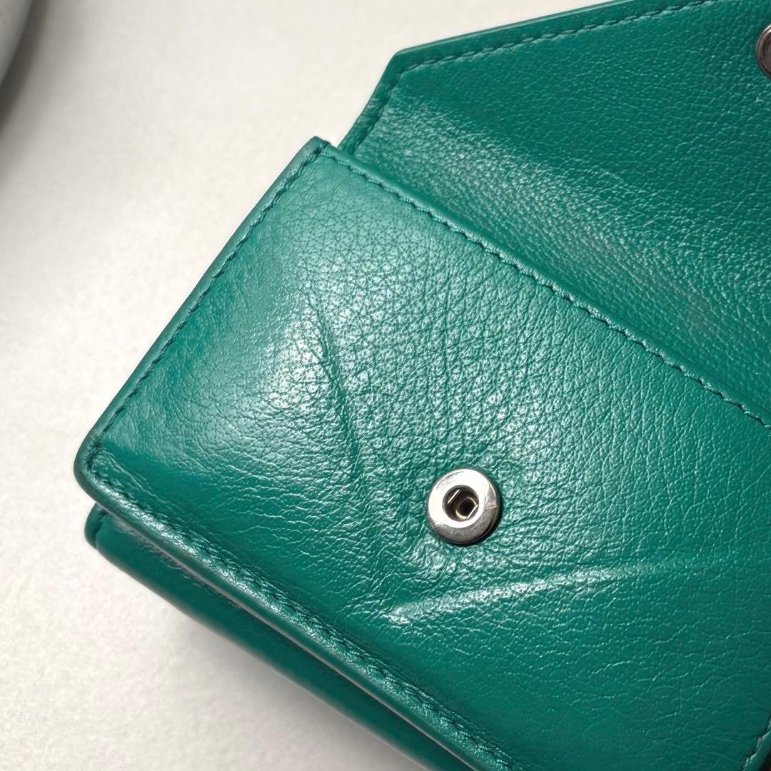 BALENCIAGA グリーン 三つ折り財布　ミニウォレット