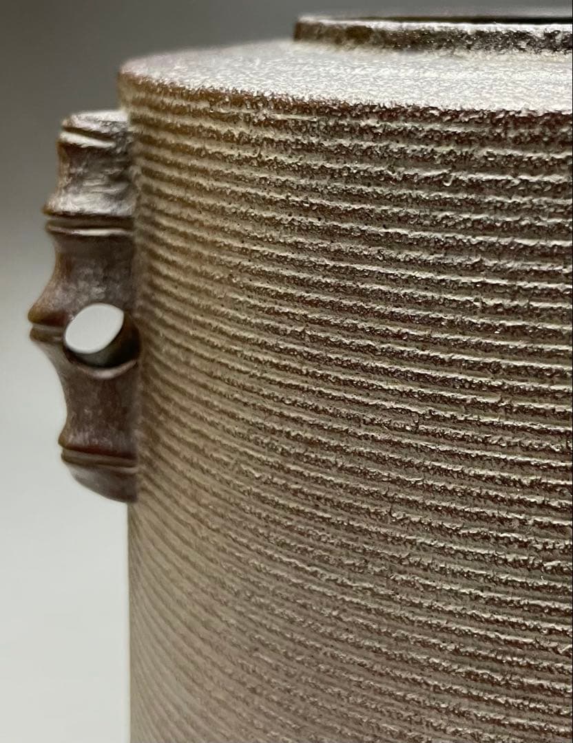 人間国宝　高橋敬典　糸目　筒釜　釜釻 共布　共箱(上蓋無し) 栞　N113