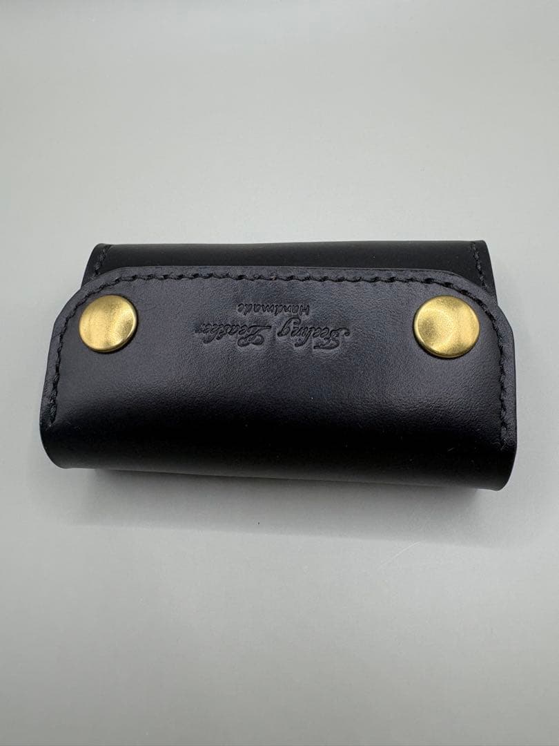 コンパクト財布　HORWEEN　クロムエクセル(ホーウィン社)　茶芯ブラック②