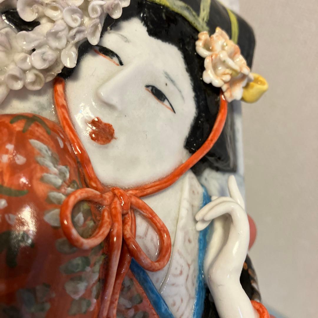 陶器製　立体羽子板置物　舞妓芸者　お正月　縁起物　かんざし