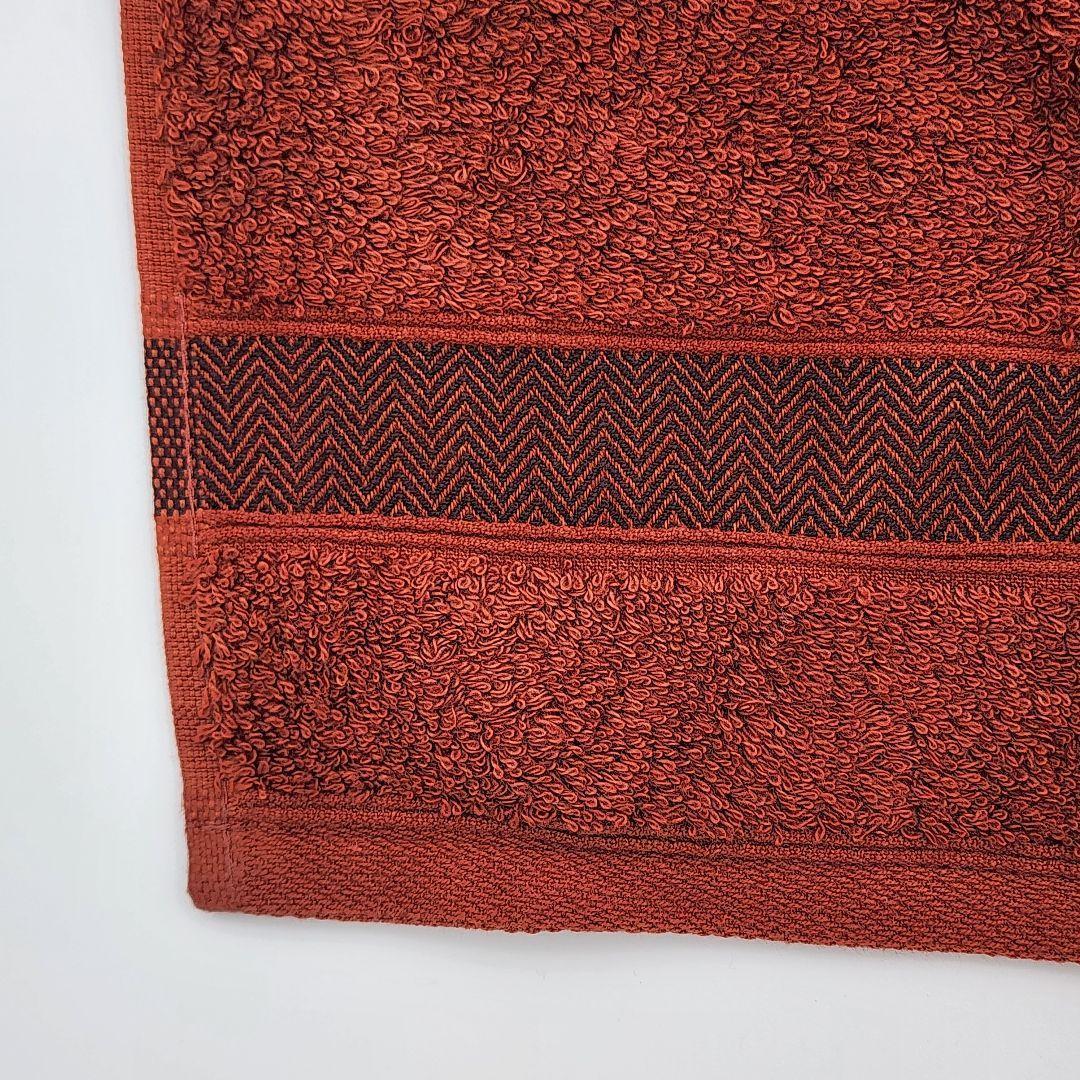 極美品 HERMES エルメス フェイスタオル シェブロン柄 ブラウン
