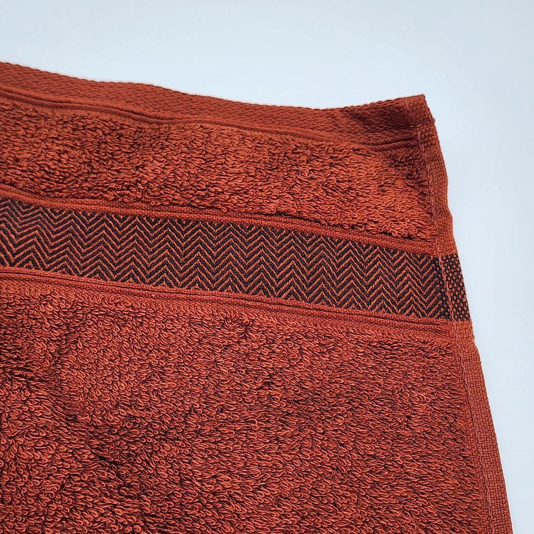 極美品 HERMES エルメス フェイスタオル シェブロン柄 ブラウン
