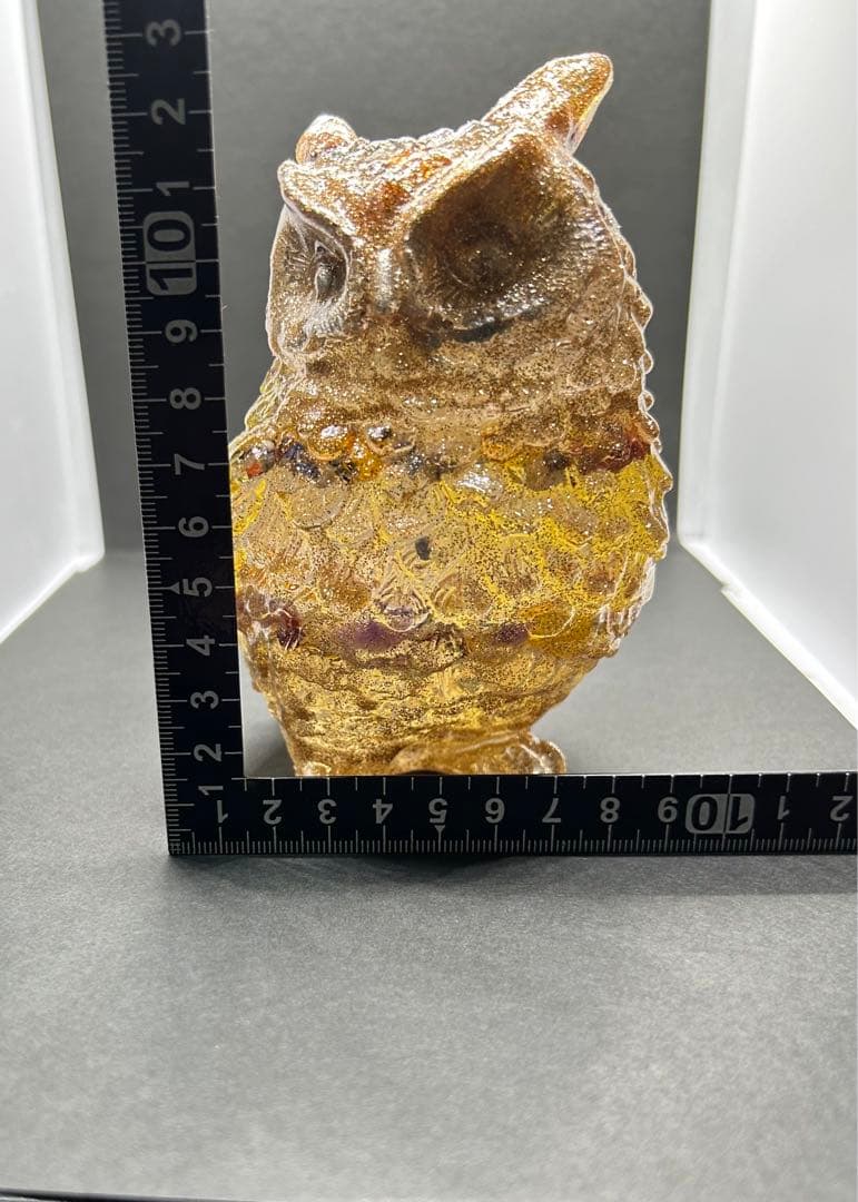 オルゴナイト フクロウ 白蛇の抜け殻入り 開運 金運 魔除け 家内安全