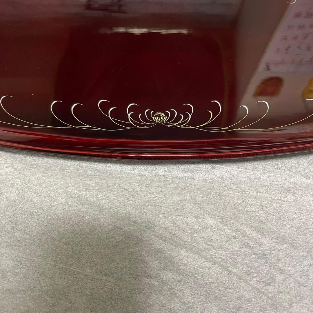 稀少❇️新品未使用❇️輪島塗　盛皿　お盆　楕円型　漆器　溜布見せ菊