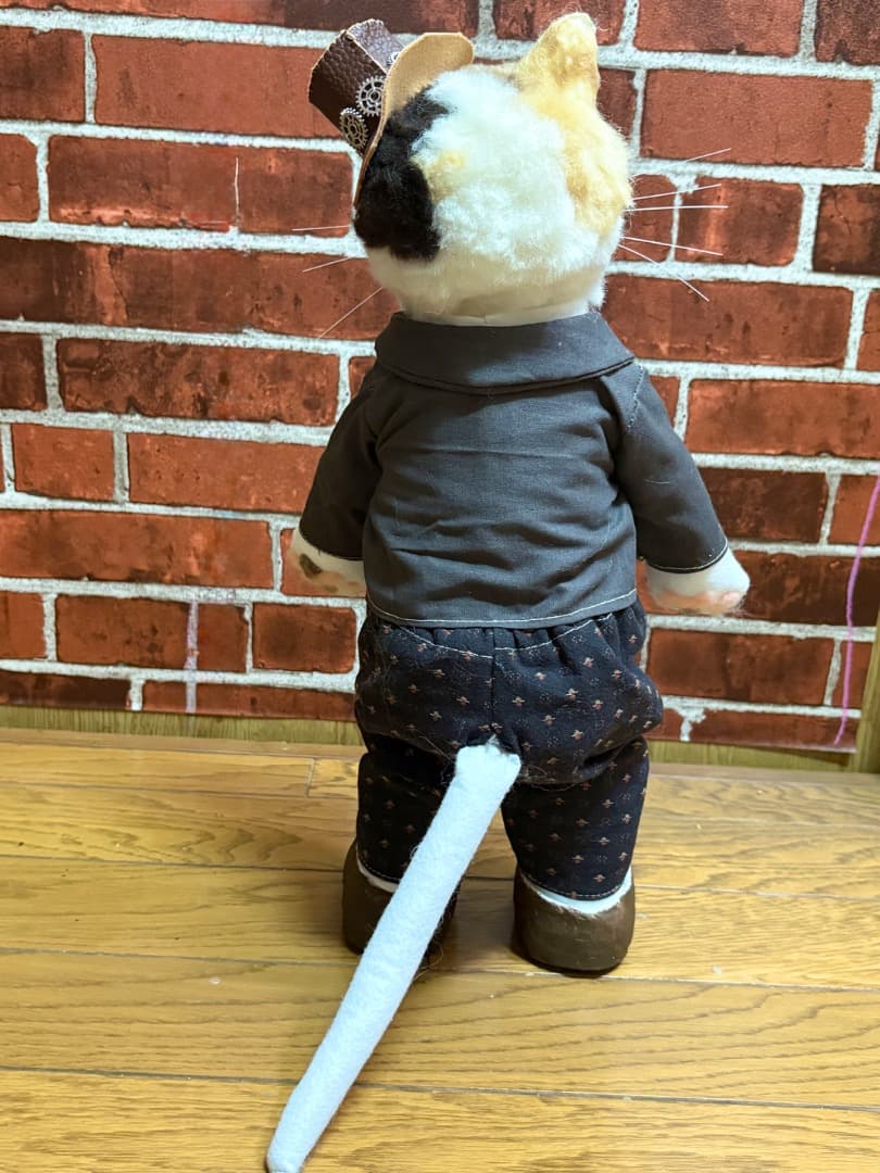 A猫 スチームパンク三毛猫アートドール【ハンドメイド 猫 ぬいぐるみ