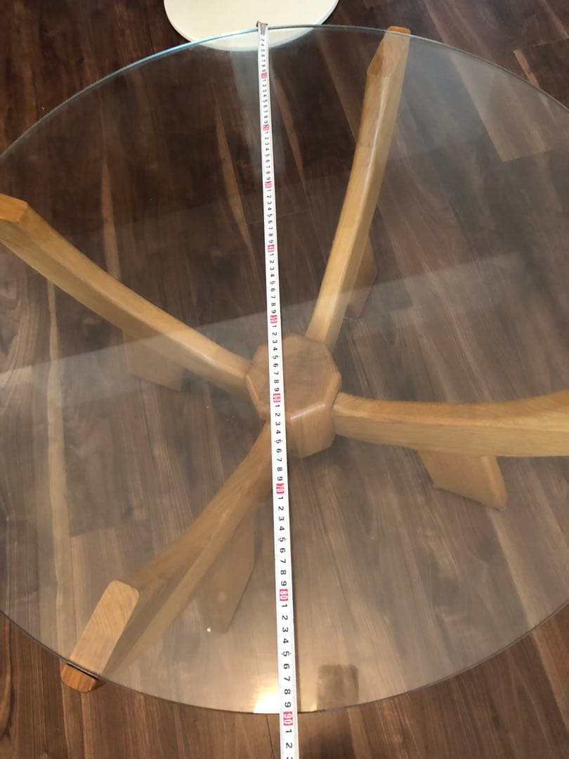 【美品】アンティーク ガラスローテーブル 90×90cm 高級感