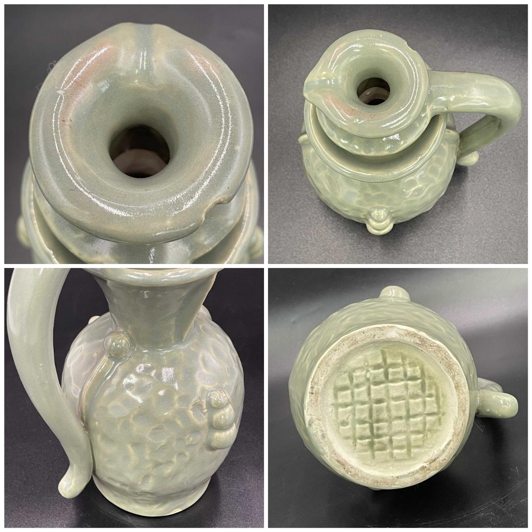 青白磁 陽刻葉紋 水注 影青 水注 注壺 酒注 高さ22.5cm R8SA27