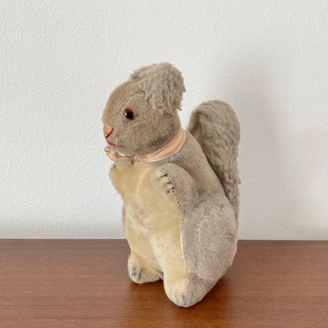 リス　グレー　ぬいぐるみ　ドイツ　ヴィンテージ