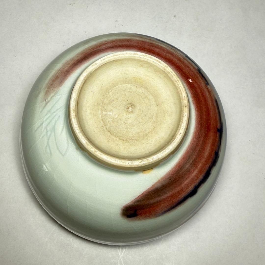 ◆ 人気陶芸家 【篠田義一】作 山の図 辰砂茶碗 茶道具 師：近藤悠三◆