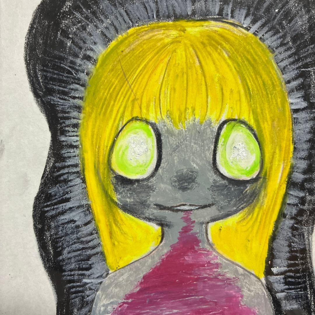 アート イラスト クレヨン 絵画 絵 オリジナル 闇かわいい 原画