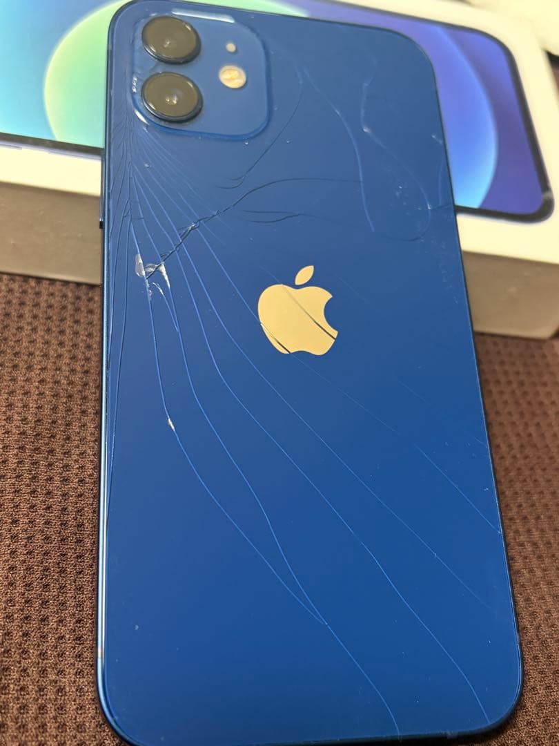 iPhone12 ブルー64GB SIMフリー 本体 背面ガラス割れ