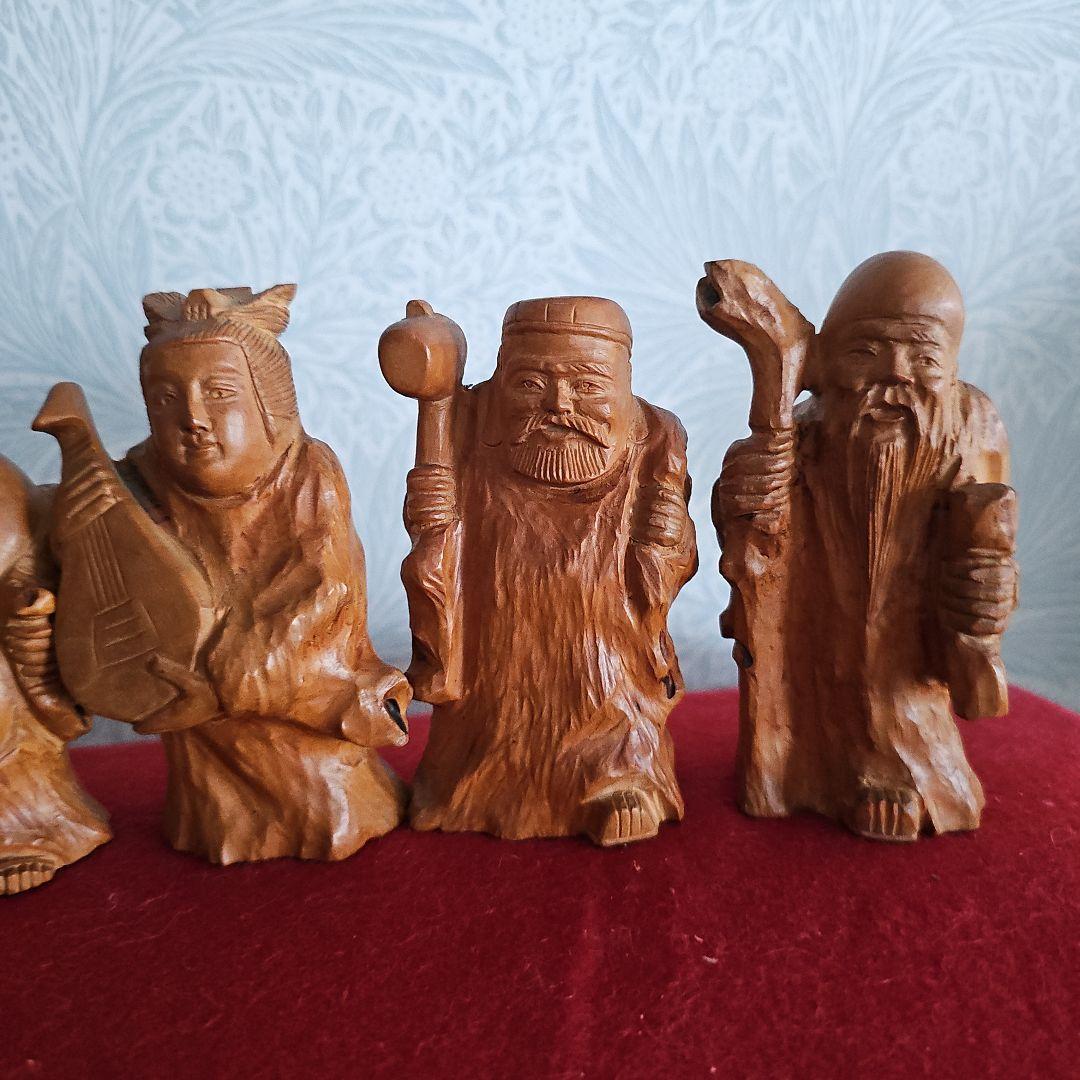 七福神　木彫　開運　縁起物