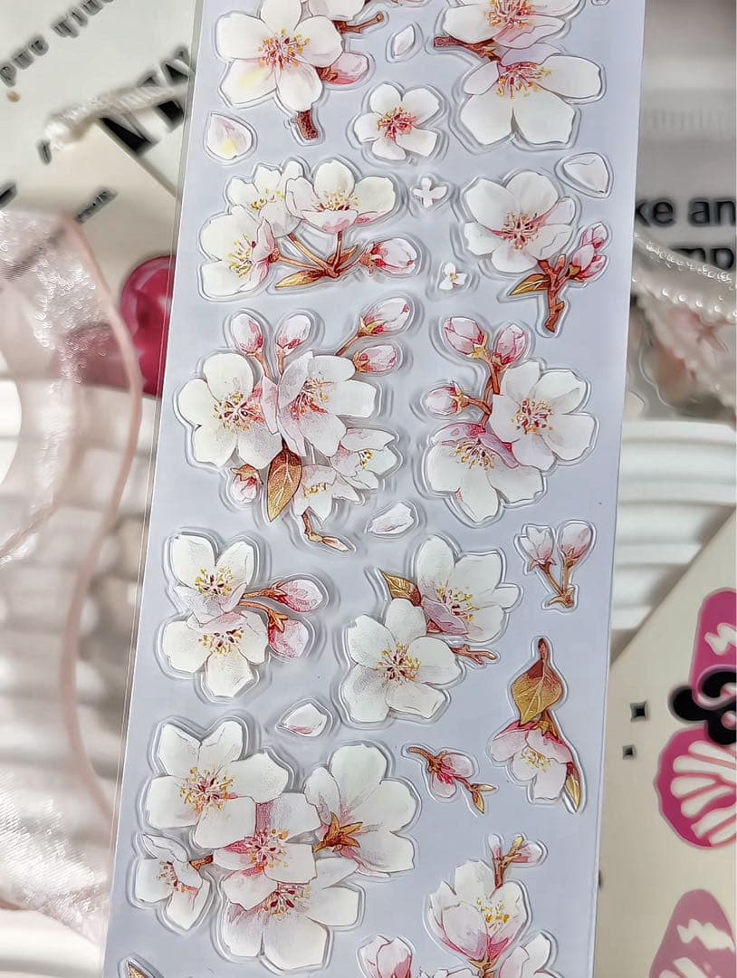【9740】海外　5m巻　PETカッティングマスキングテープ　さくら　お花系