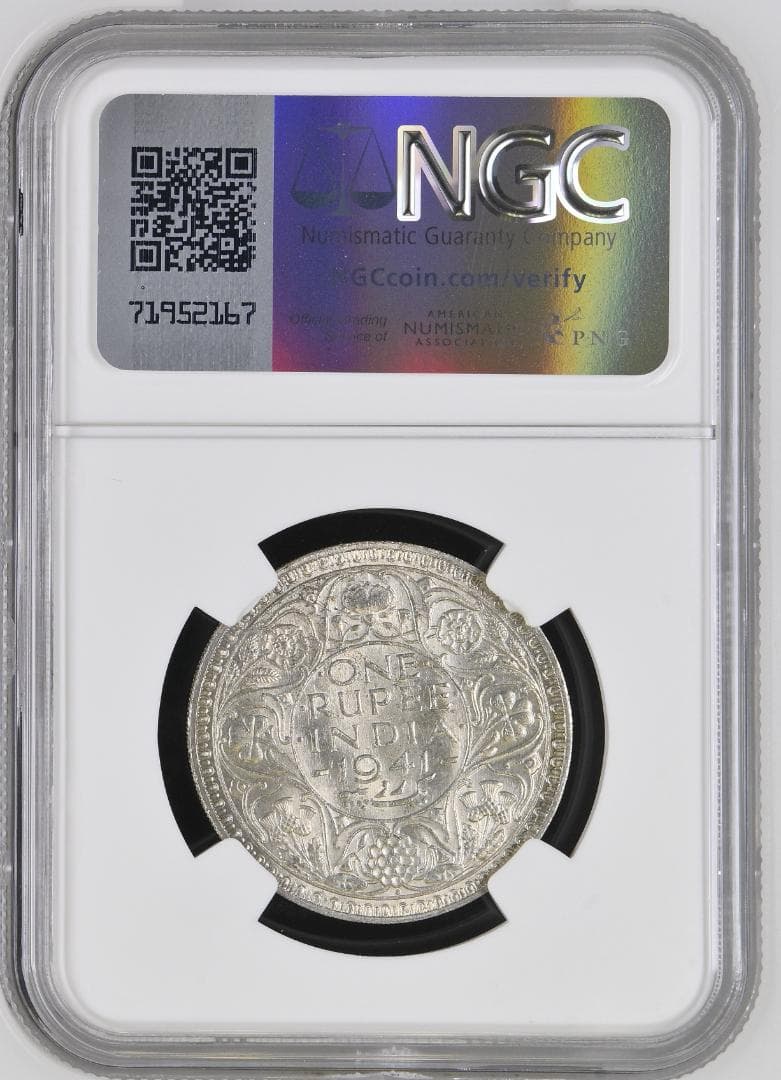 NGC-MS62 イギリス領インド ジョージ6世　1941（B）1ルピー　銀貨