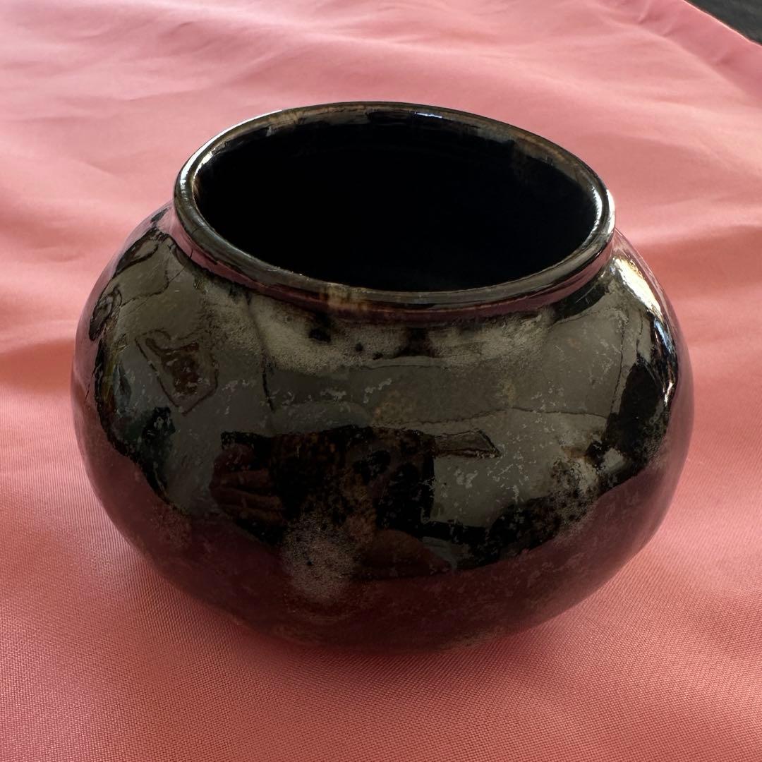 【新品、未使用品】大海茶入　仕覆付　茶道具　黒色と灰色のグラデーション