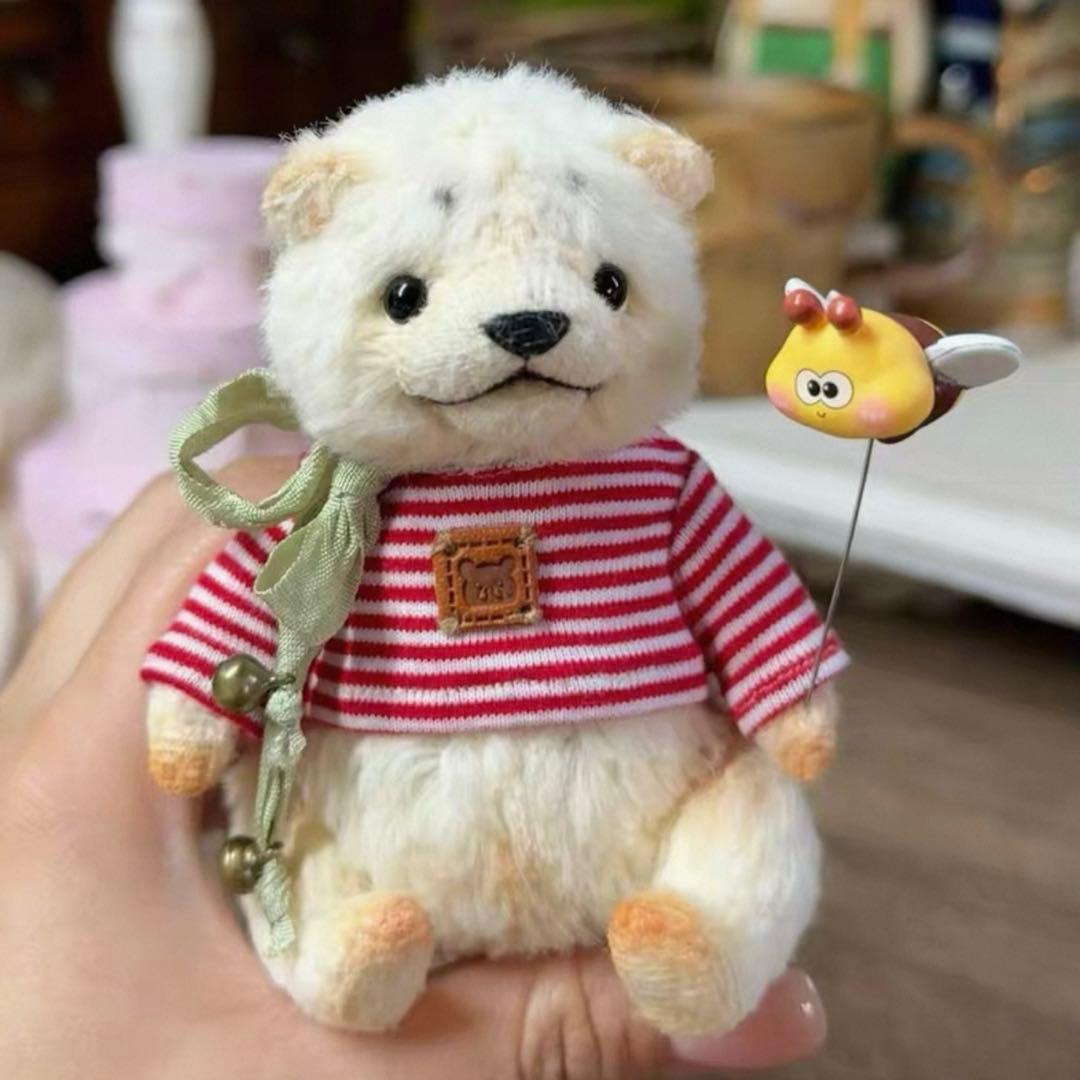 まろ眉の白熊さん アーティストベア テディベア 海外作家様 ハンドメイド