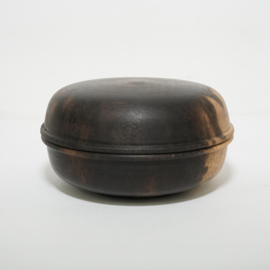 黒柿香合　無垢　直径5.8㎝　茶道具　小物