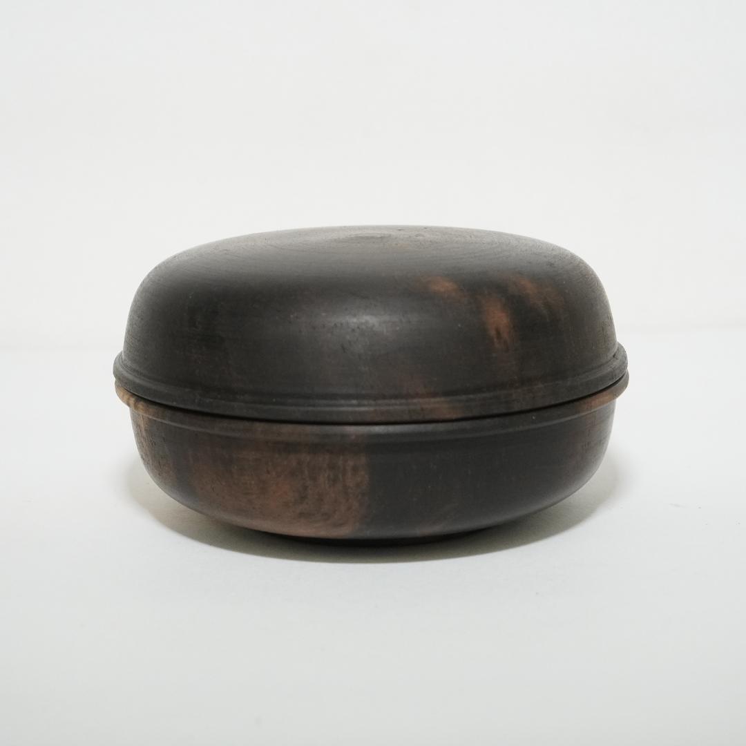 黒柿香合　無垢　直径5.8㎝　茶道具　小物