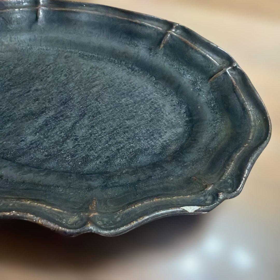 土本製陶所　黒い楕円形皿　2枚セット