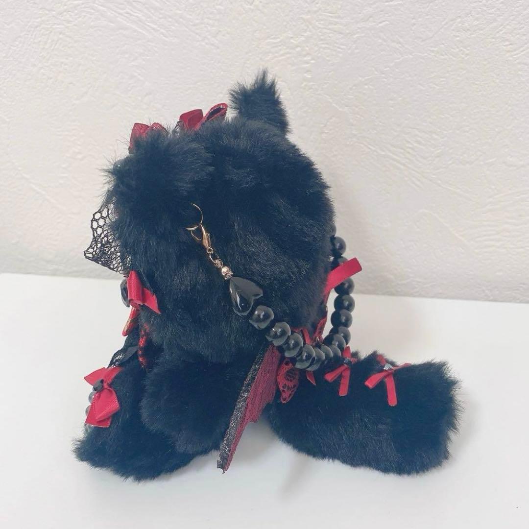 にじぱぺっと♡10cmサイズ ぬい服♡ブラック♡おすわりねこちゃん チャーム付き