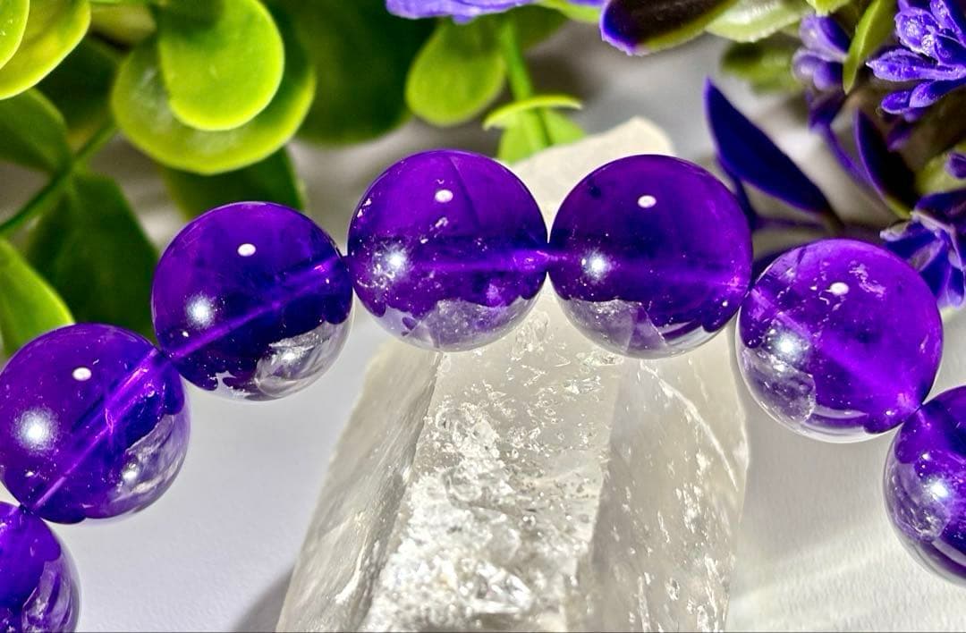 究極品質　愛の守護石　幻のエンジェルラダーエターナルアメジストの大珠ブレス