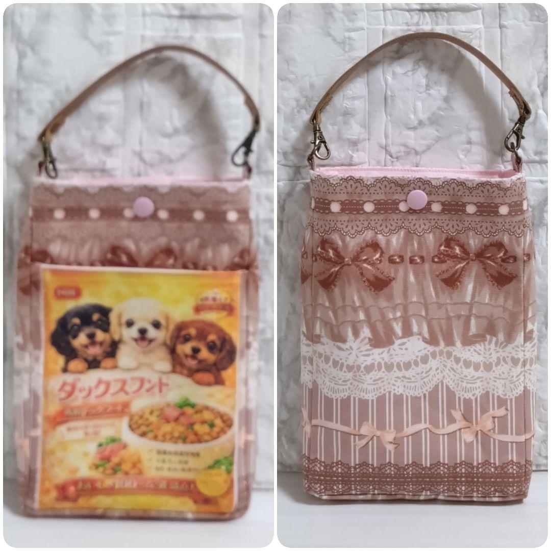 【オーダー品】　巾着バッグ　スマホポーチ　ジョリーフルール　犬パネル