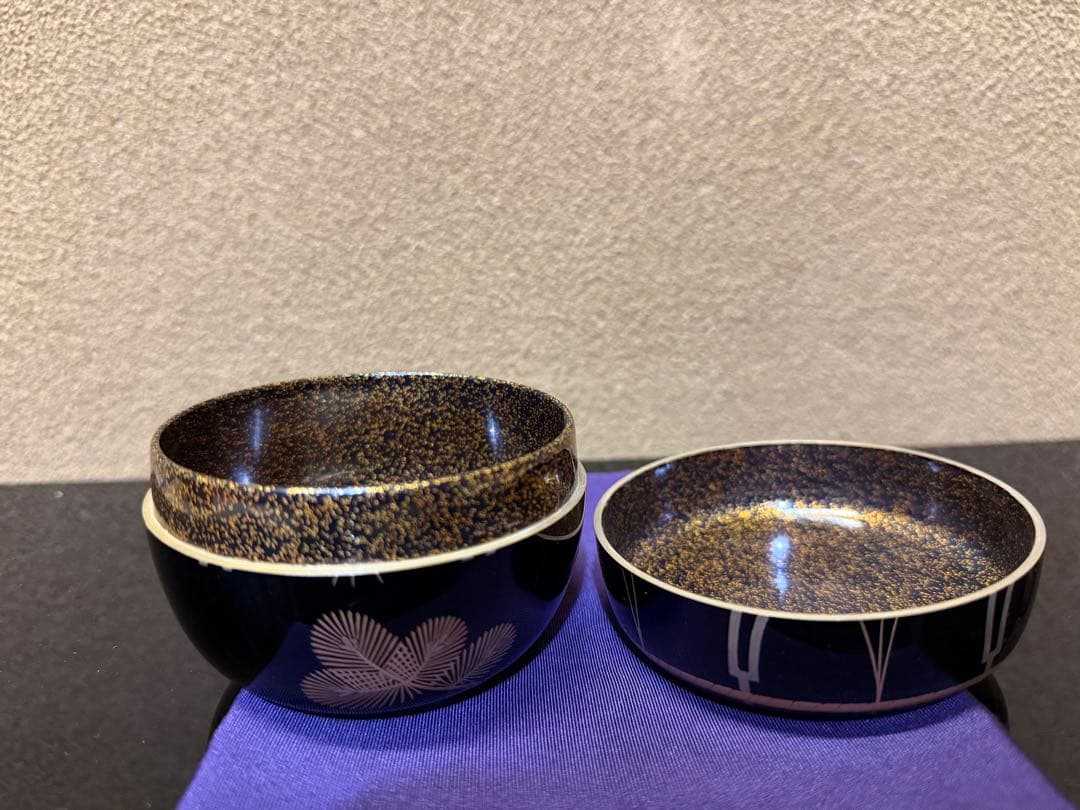 加賀蒔絵　村田百川　〆かざり蒔絵　平棗　共箱　 内梨地