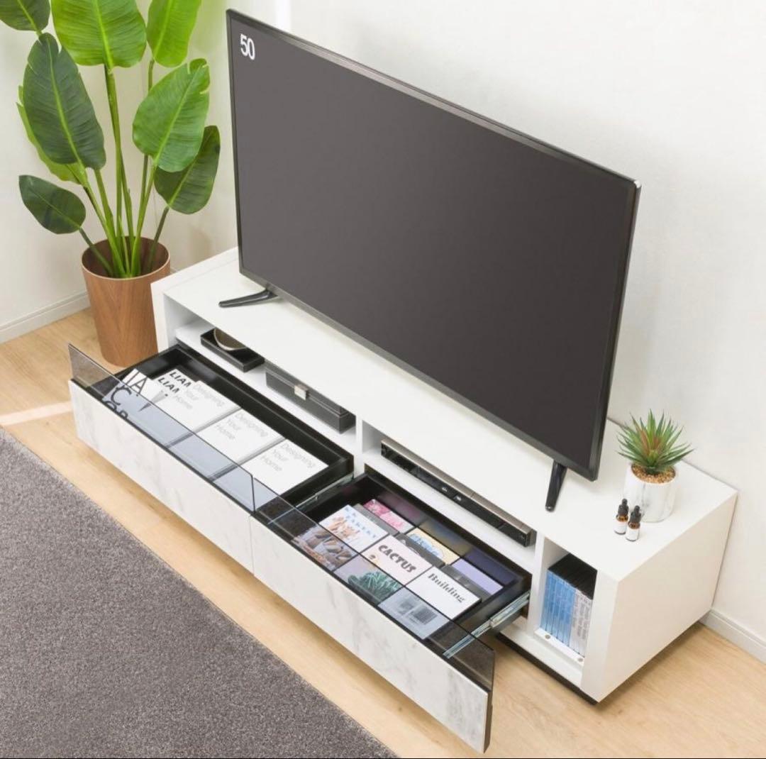 美品❗️ローボード(セーラル3 149 CHN-WH)テレビ台　テレビボード大理石