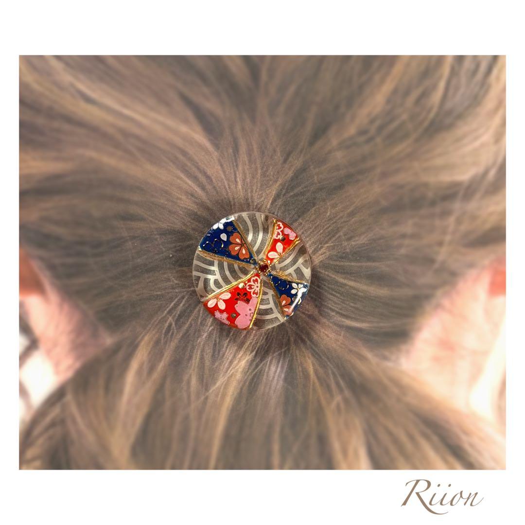 no.1096✨‪手毬モチーフレジンヘアゴム✨花模様❼