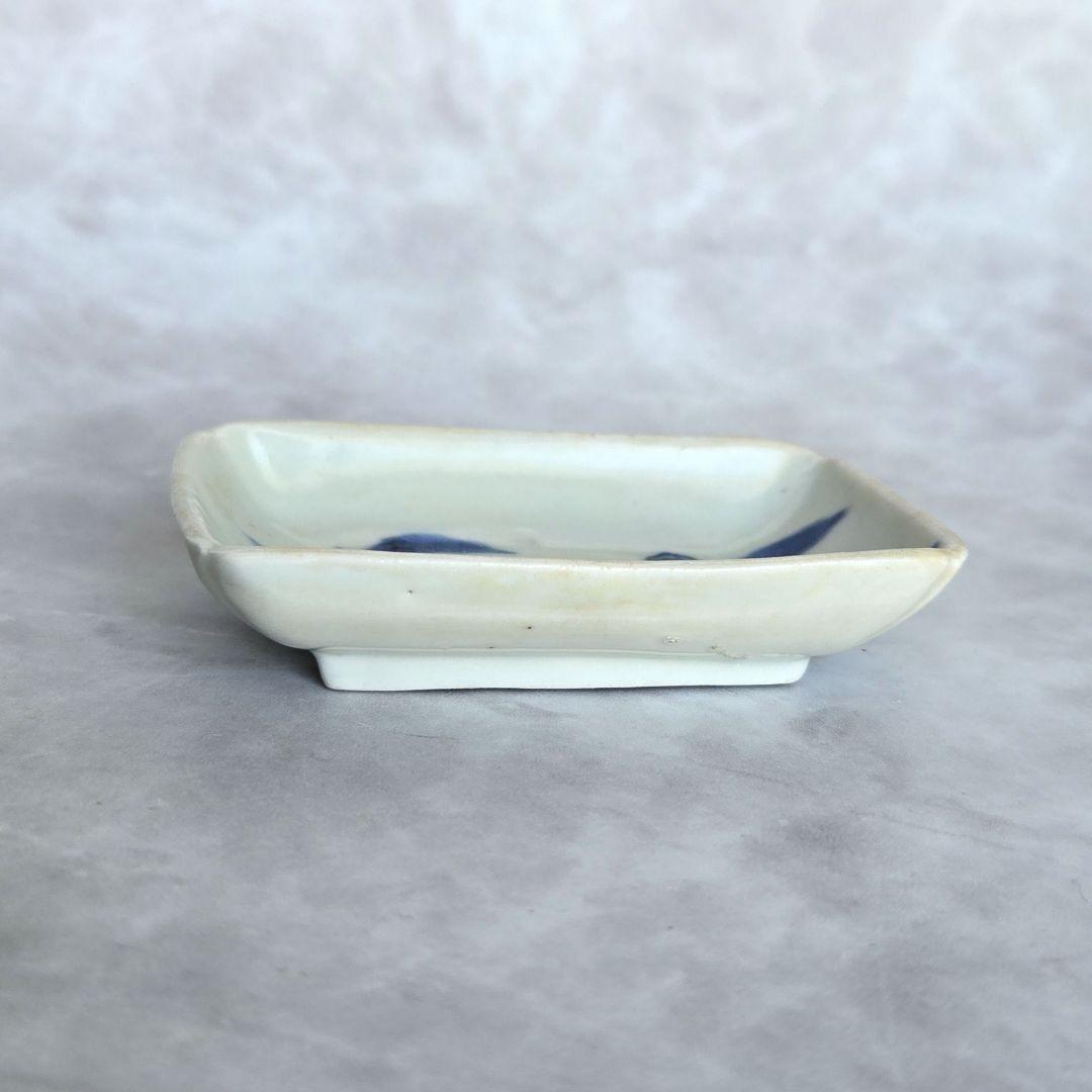 無傷完品　古伊万里　染付　豆皿　角皿　金継ぎ　金直し　小皿　江戸時代　骨董品