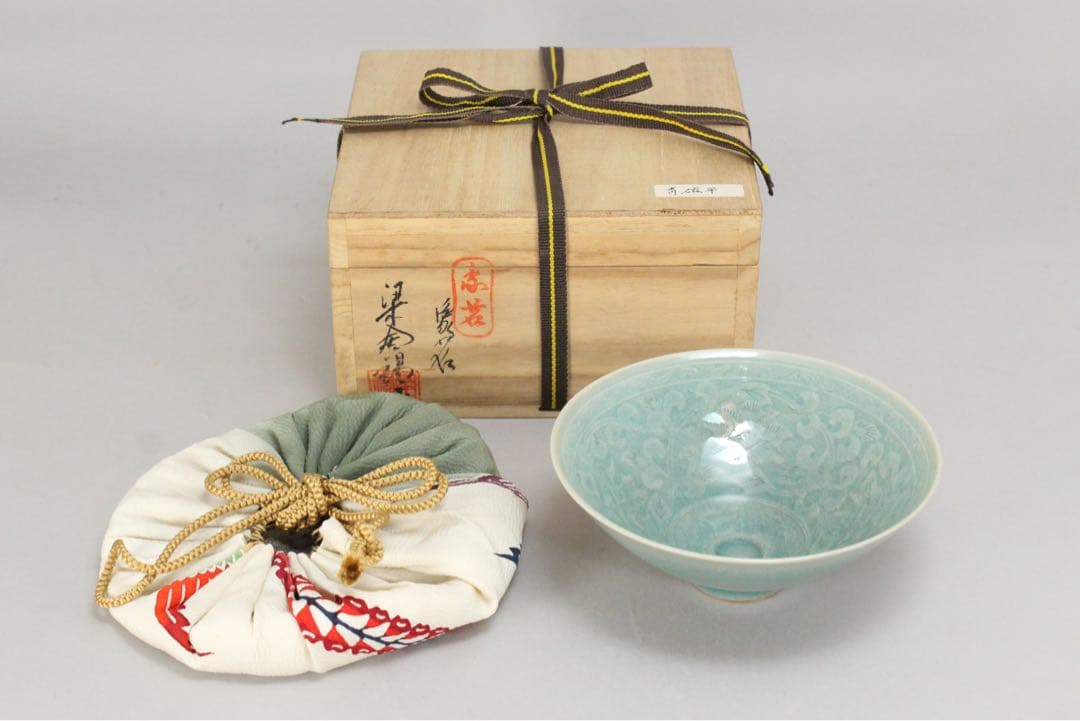 No5695茶碗4点〈象茗 梁金錫／柳楽泰久／佐々木松楽／八雲窯〉箱入　送料無料