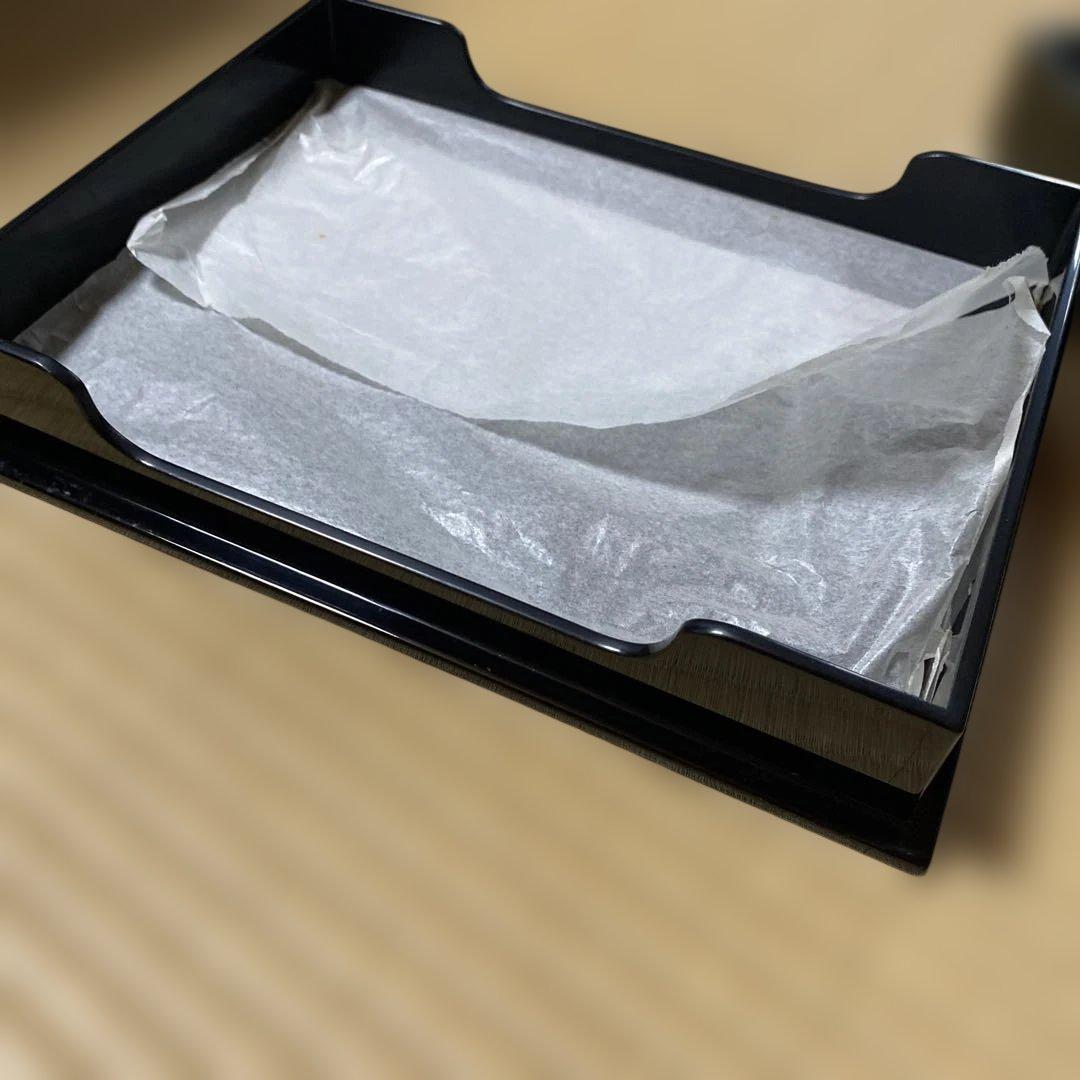 黒漆 文箱 貝文字模様