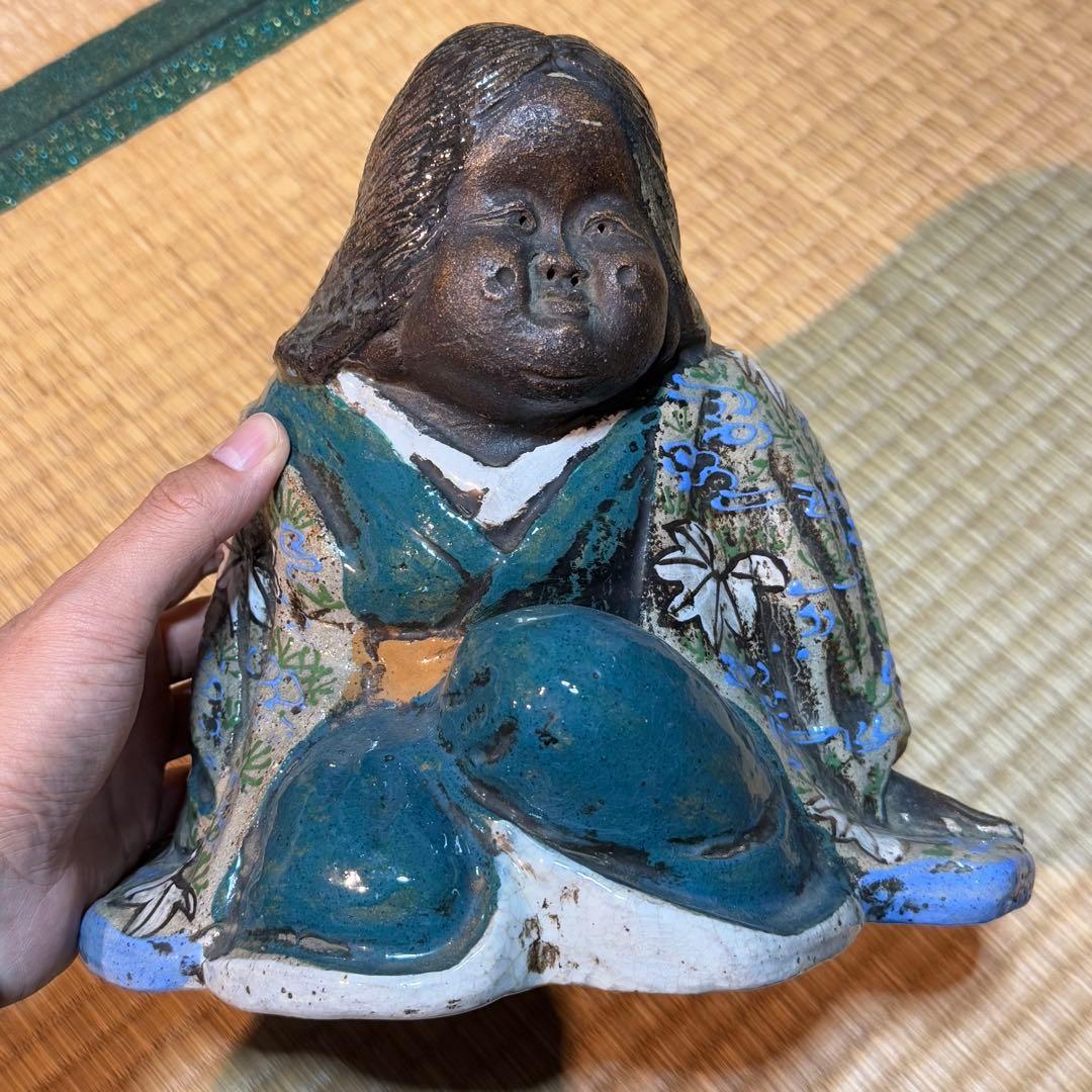 骨董品　おかめお多福陶人形
