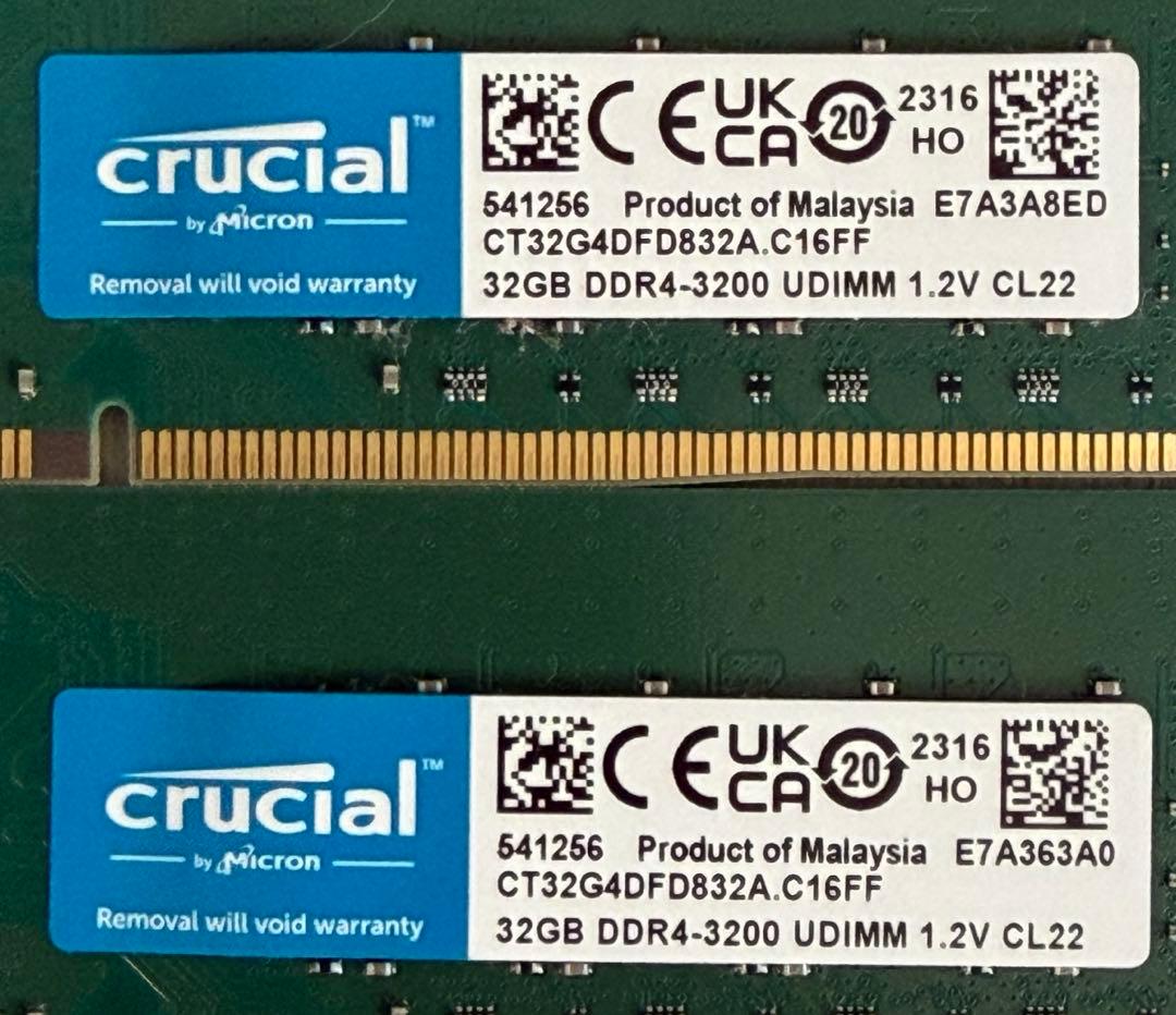 メモリ　DDR4 3200MHz 32GB×2