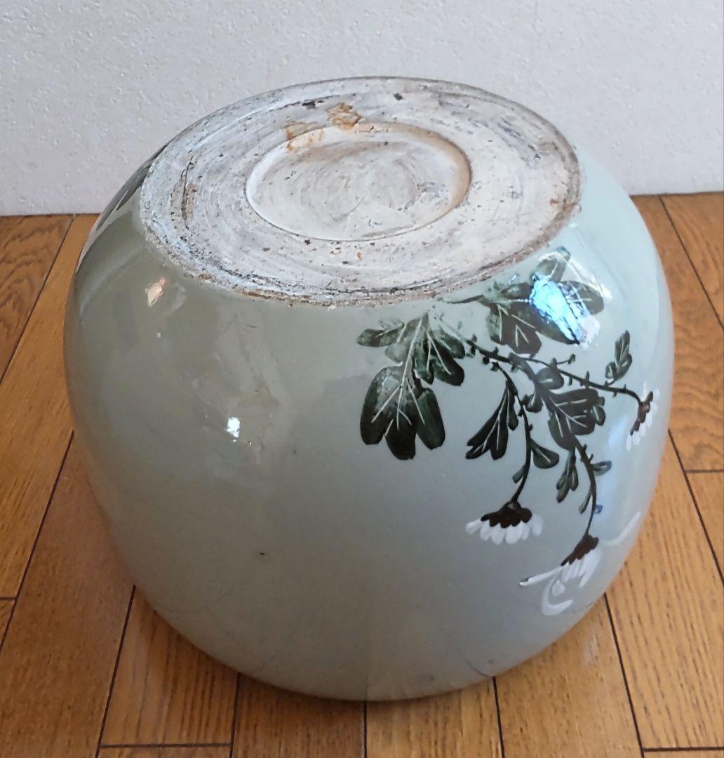 陶器製　火鉢　菊の図　手あぶり