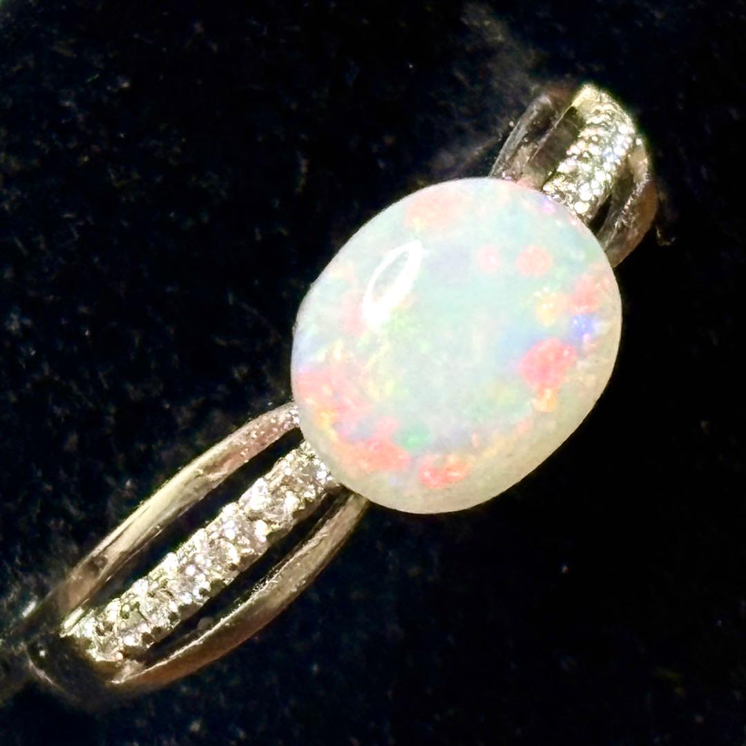1.2ct クーバーピディ オパール シルバーリング キュービックジルコニア付き
